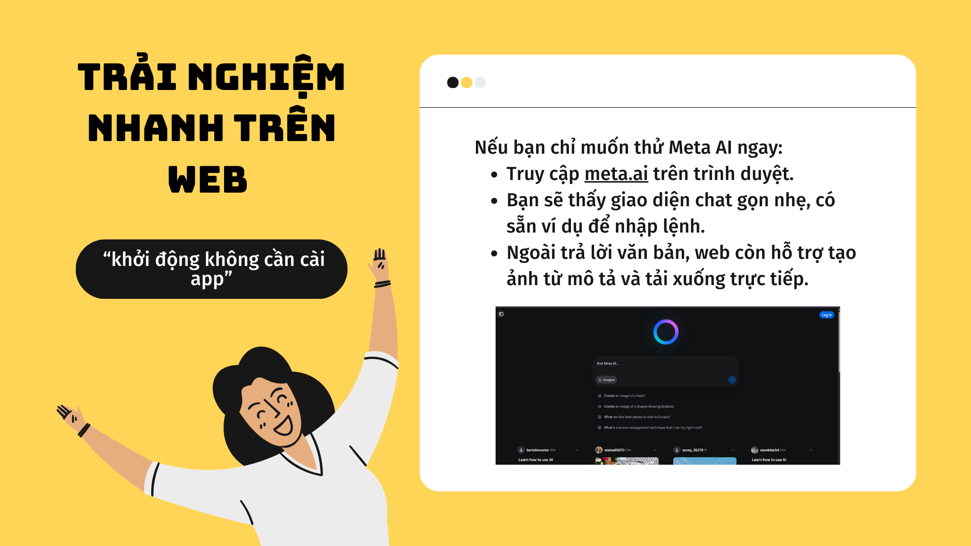 Trải nghiệm nhanh trên web – “khởi động không cần cài app”